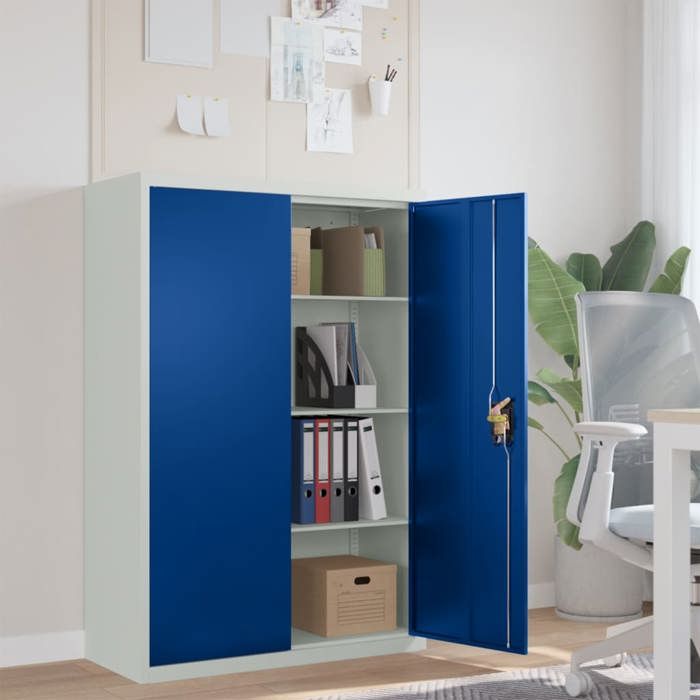 vidaxl armoire de bureau métal 90 x 40 x 140 cm gris et bleu 245977