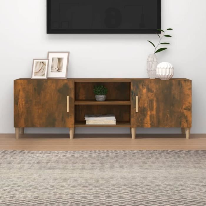vidaXL Meuble TV Chêne fumé 150x30x50 cm Bois dingénierie 817501