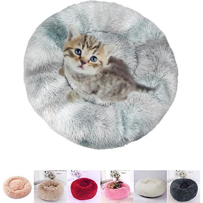 Comparer les prix de Panier Rond pour Chien et Chat en Peluche Douce - Coussin Chien/Chat pour Dormir en Hiver - Gris Mixte -50cm