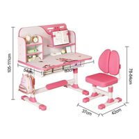 Ensemble Bureau Et Chaise Pour Enfants,table D'écriture Réglable En Hauteur Avec Support De Lecture Inclinable, éclairage De LED,bureau D'étude Pour Enfants Avec Tiroir De Rangement Spacieux (Rose