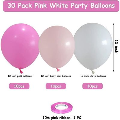 Lot de 8 ballons rose fuchsia vif motifs Bon anniversaire