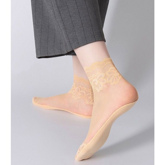 ECELEN – Lot de 10 paires de chaussettes courtes femme en dentelle