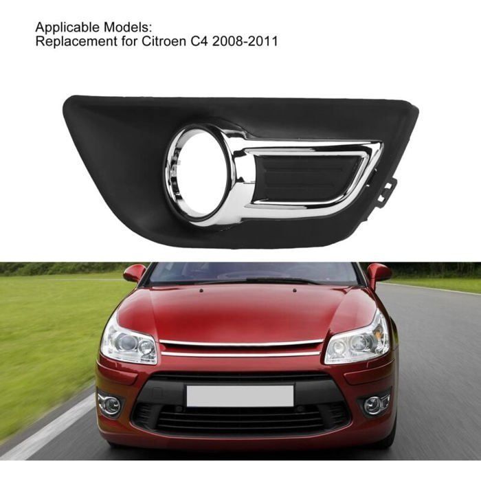 1 Paire De Couvre-calaires Noirs Pour Antibrouillards Avant Citroën C4 (2004-2008) - ABS Résistant - Protection Contre Rayures Et Poussière