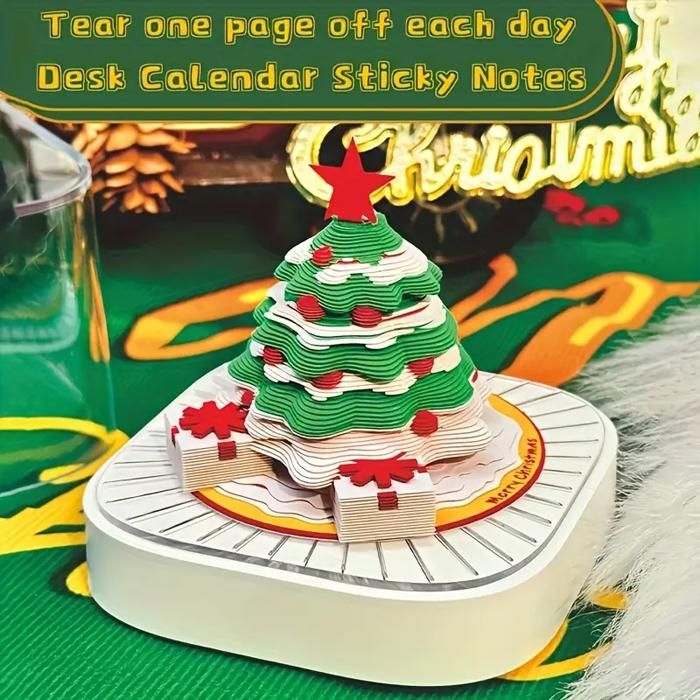 Rujjftsy Calendrier De Bureau 3D 2026 Avec Inscription « Merry Christmas » - Calendrier De Noël à Déchirer - Papier Sculpté - Calendrier Hebdomadaire - Cadeaux