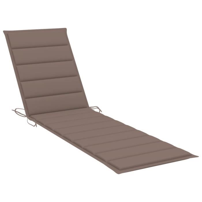 Coussin Chaise Longue Jardin 53x170cm Épais Avec Sangles Antidérapantes - Café