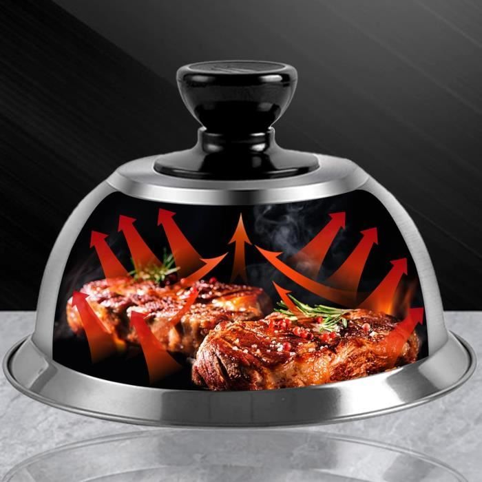 Lot De 3 Cloche Cuisson Burger, Cloche Alimentaire Inox, 16 X 10 Cm, Pour Burger, Steak[u344