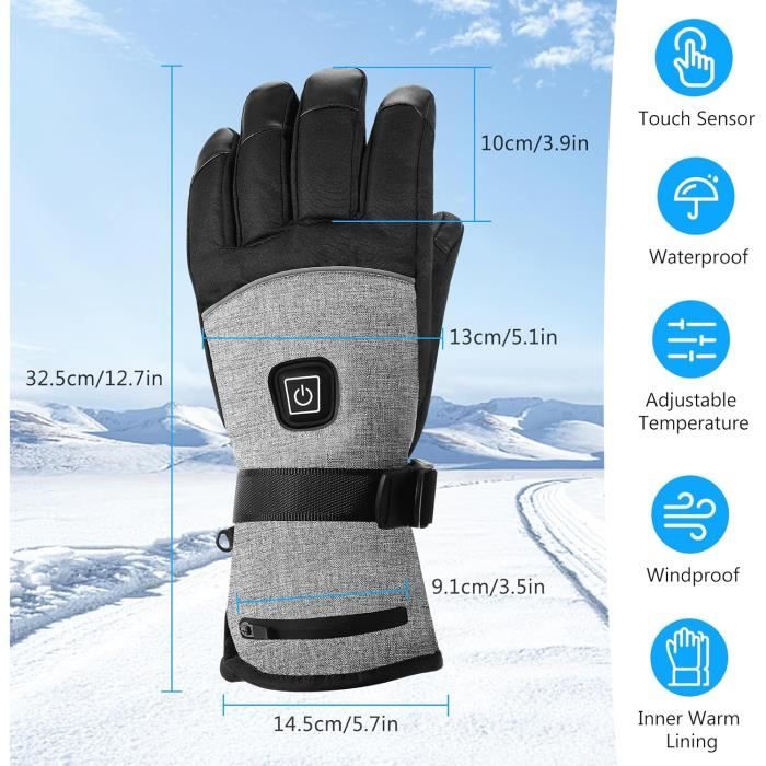 Gants chauffants USB, gants chauffants d'hiver pour hommes et femmes,  alimentés par