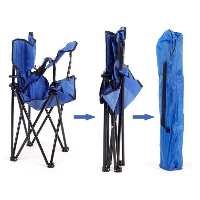 Chaise De Camping Avec Auvent – Acier + Oxford, Porte-gobelet, Capacité 150 Kg, Pour Pêche Et Plage