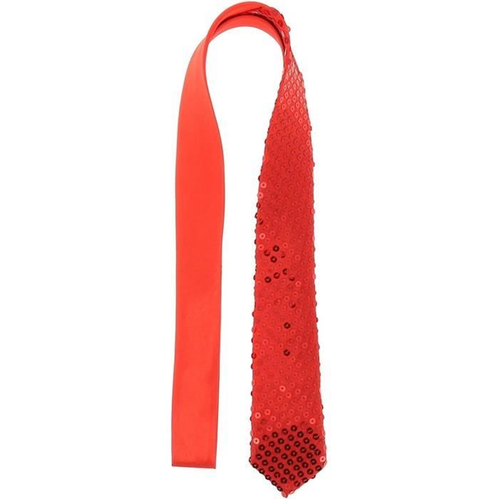 Cravate Paillette Rouge - Cravate Strass Soirée - Cravate brillante[844]