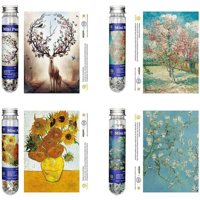 Lot De 3 Mini Puzzles 150 Pièces – Thème Lavande – Carton Postal – Adulte/Ado – Tube Rangement – Cadeau
