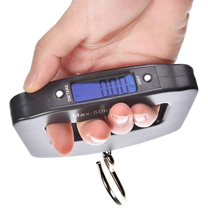 Pèse-bagages électronique 50 Kg - Balance Portable Avec Fonction Tare, écran Rétroéclairé, Idéal Pour Voyages