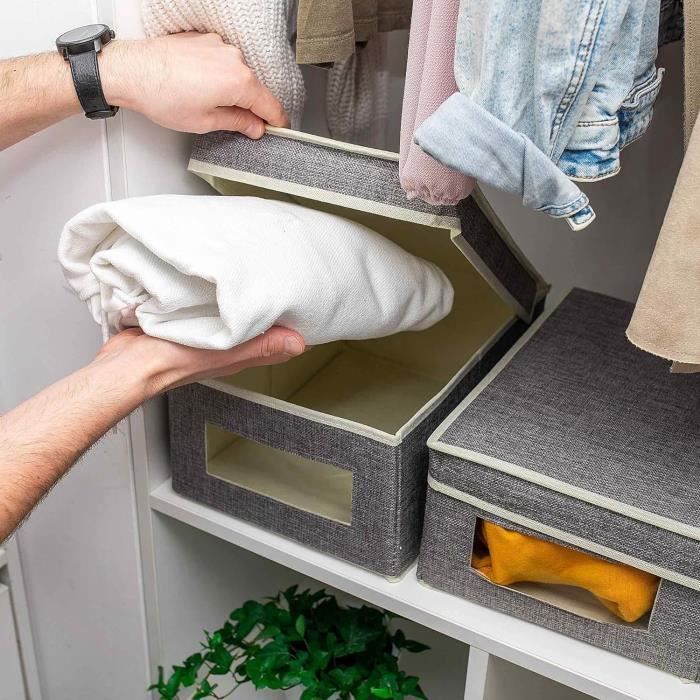 Boite de rangement en tissu - Gris - - 9.00 Boite de rangement en tissu - Gris - - 9.00