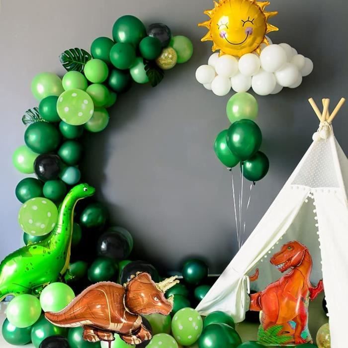 Kit Décoration Anniversaire Dinosaure, Géant Ballon Dinosaure avec Happy Birthday Bannière, Jungle Thème, Ballons Vert Jaune pour Fête Garçon Enfants Kit Décoration Anniversaire Dinosaure, Géant Ballon Dinosaure avec Happy Birthday Bannière, Jungle Thème, Ballons Vert Jaune pour Fête Garçon Enfants
