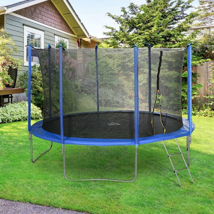 HOMCOM Trampoline Enfants Ø163cm Avec Filet De Sécurité - 6 Pieds Stables - Porte Zippée - 50kg Max - Pour Jardin