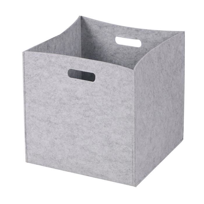 IDIMEX Lot de 2 tiroirs en tissu gris BELLA boîte de rangement ouverte avec  poignée dim 32 x 32 x 32 cm, pour linge jouets vêtement pas cher 