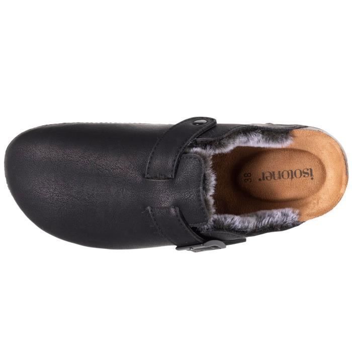 Sabots Femme Isotoner - Semelle Extra-Flex, Léger, Patch Talon Confort, Fourrés Camel