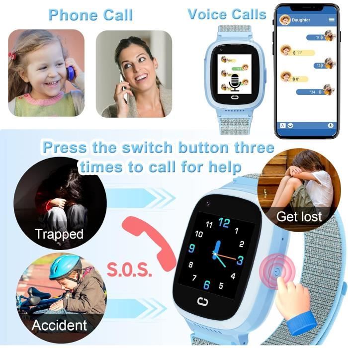 Montre Connectée Enfant 4G Easyfone - GPS, Appels, Messages, Mode École - Étanche IP68 - Idéale 4 Ans Et Plus