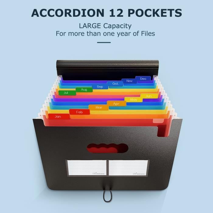 URFEDA Trieur à Soufflets 13 Pochettes A4 - Organiseur De Dossiers Extensible Accordéon