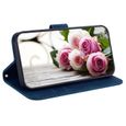 Verre trempé+Etui Compatible avec Samsung Galaxy A15 4G/5G, Housse en Cuir Premium Portefeuille Etui,Papillons bleus et roses MGHD-2