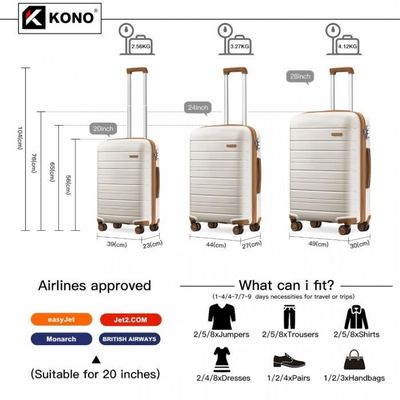 Jusqu'à 57% 1 ou 3 valises à roulettes Kono