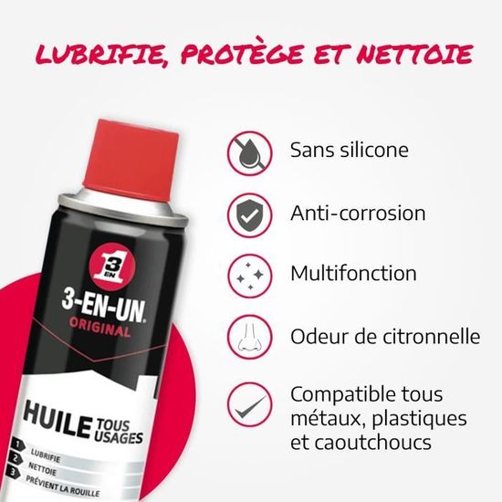 Huile Silicone En Spray 200 Ml - Lubrifiant Et Protecteur Polyvalent Pour Chaînes, Charnières, Métaux - Imperméabilisant