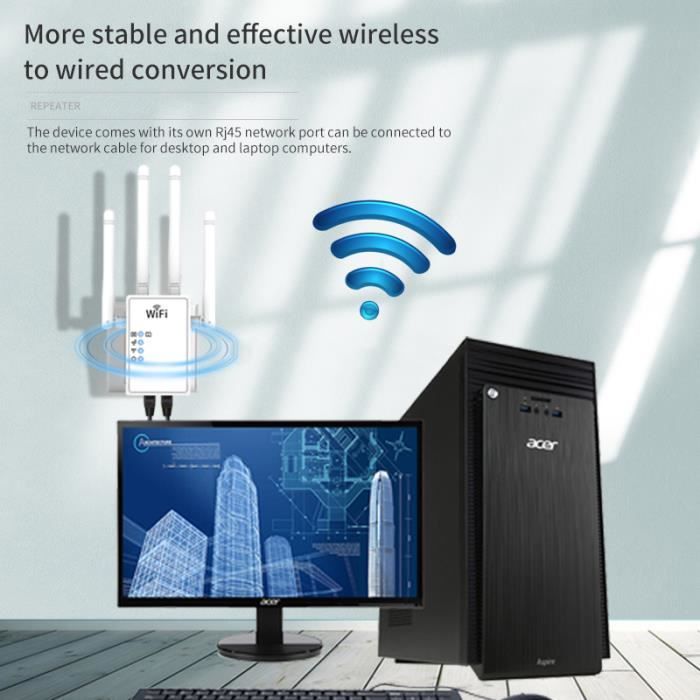 Répéteur WiFi NEWFAST AC1200 Double Bande - 4 Antennes, Extension De Réseau, Modèle NF-RE523