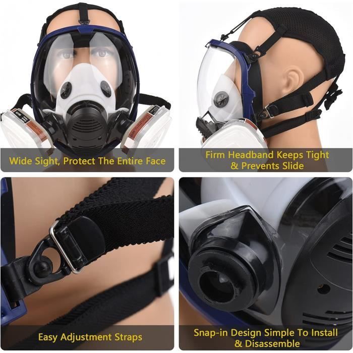 Masque, Respirateur Facial Réutilisable Couvre-Visage Complet Couverture De  Gaz 16 En 1 Respirateur De Vapeur Organique Large[u254]