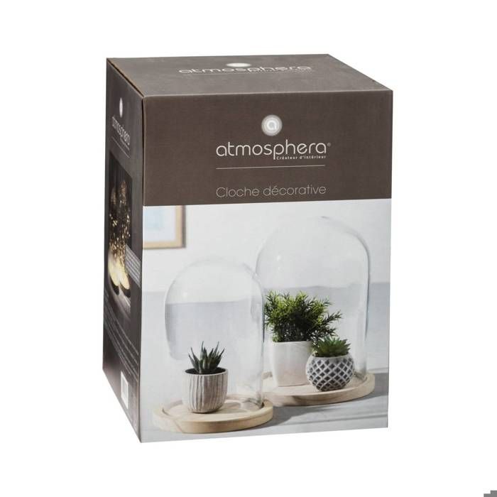 Cloche En Verre Avec Socle En Bois - 10 Cm De Haut, Transparente, Pour Protéger Et Exposer Petits Objets