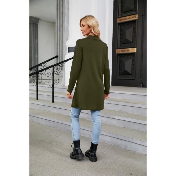 Cardigan Ouvert Pour Femmes Mode Femmes Manches Longues Cardigan Long Décontracté Manteau Pull Vêtements D'Extérieur Chandails Légers Longs Cardigans