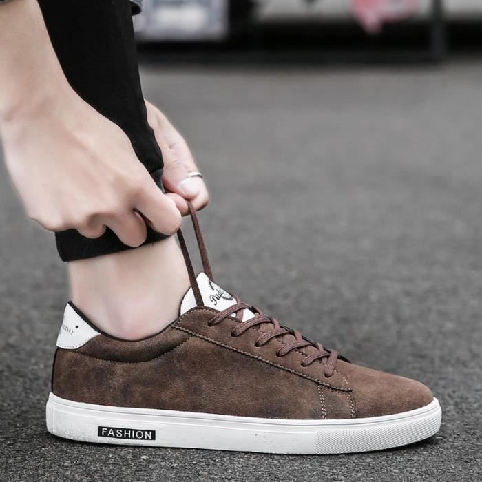 Baskets Homme Cuir Confort – Chaussures Décontractées Antidérapantes, Style Skate Et Marche Quotidienne