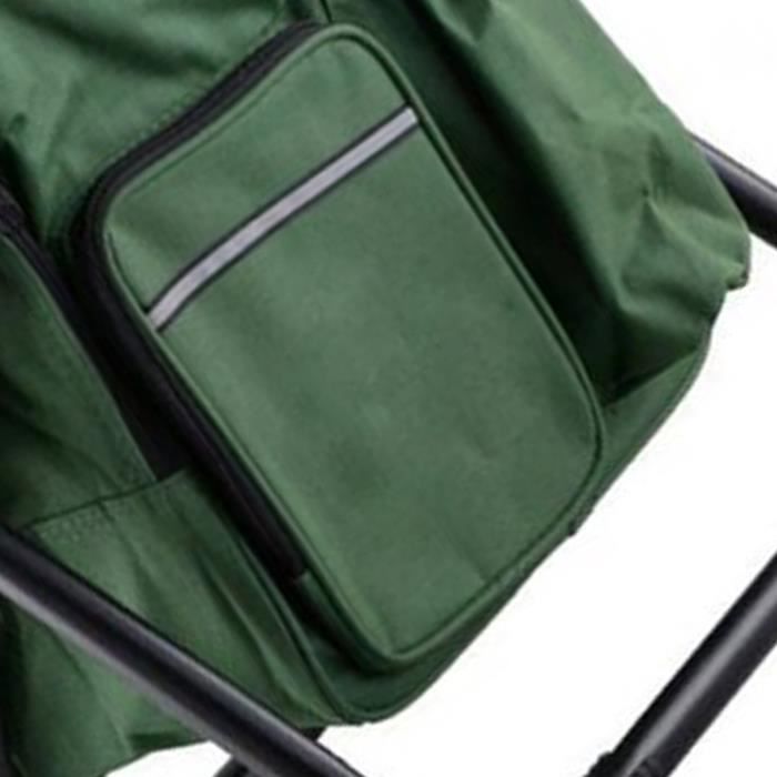 Camping Pliable Glacière Intégrée Plage Pêche Chaise Pliante Sac à Dos - Fauteuil Camping Pliable Avec Glacière Intégrée - Camouflage Vert Noir Tabouret Pliant Sac à Dos Camping
