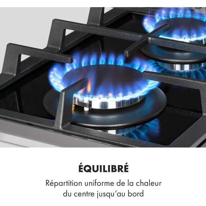 Plaque gaz 4 feux encastrable - Klarstein - 60 cm - tables de cuisson acier  inox - plaque de cuisson gaz - cuisinière - noir - Cdiscount Electroménager