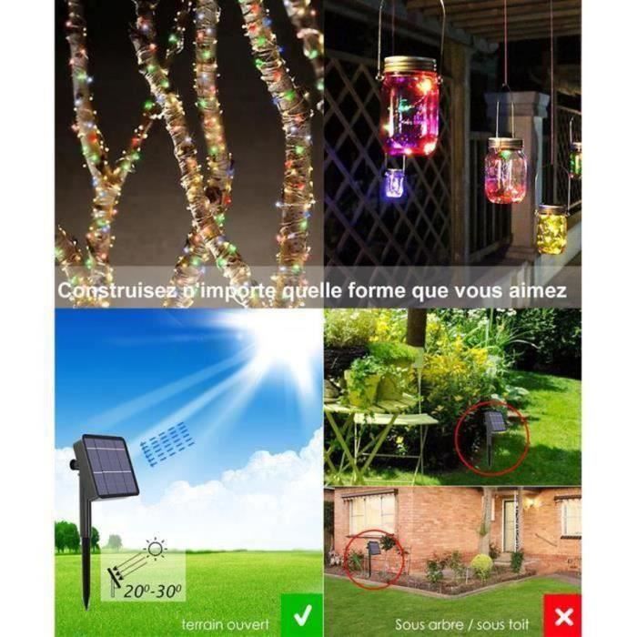 Guirlande Solaire Extérieure 42 M 400 LED – Blanc Chaud, étanche, Télécommande, 19 Modes, Pour Jardin Et Noël