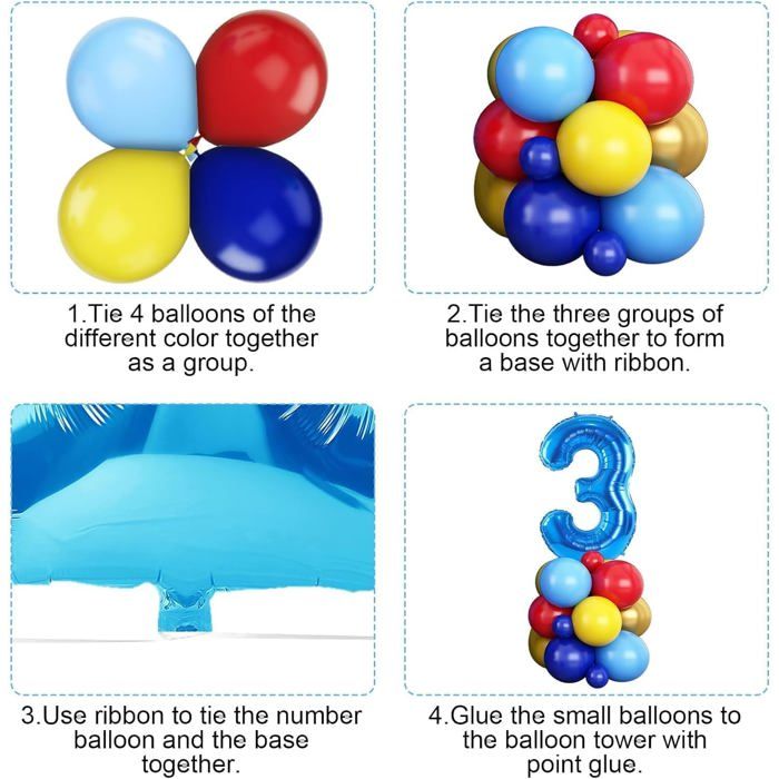 Decoration Anniversaire Garçon 3 Ans, Rouge Bleu Jaune Ballons Kit Decoration Anniversaire Garçon 3 Ans, Rouge Bleu Jaune Ballons Kit