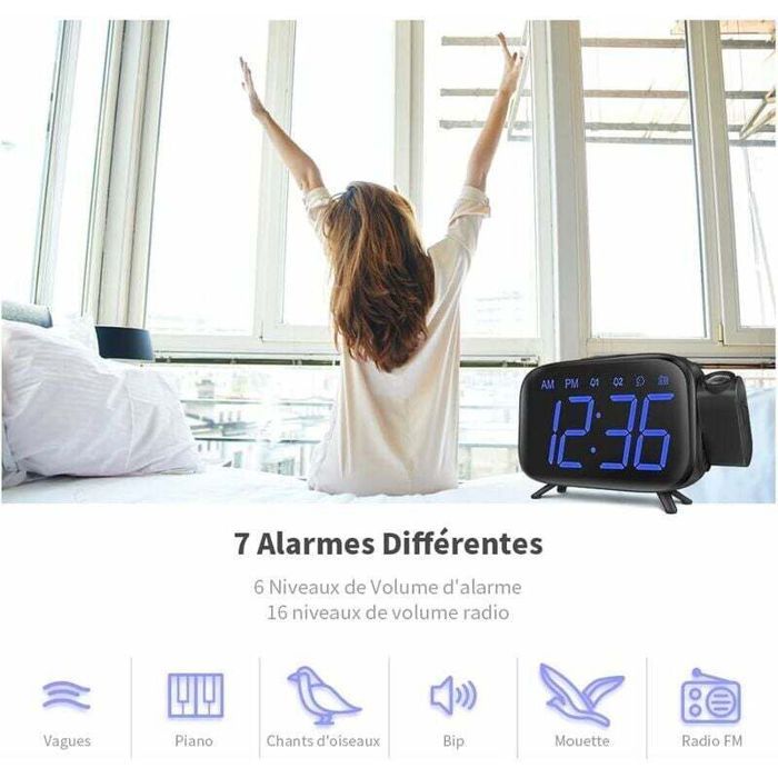 Ayybboo Réveil numérique de football pour enfants avec 6 sonneries, veilleuse, fonction snooze pour garçons et filles, anniversaire, chambre d' enfant, réveil d'apprentissage