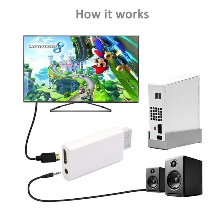 MEETTIKEY Adaptateur Wii vers HDMI, convertisseur Wii vers HDMI
