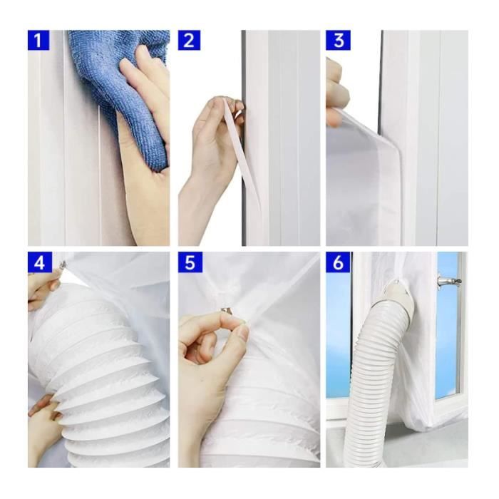Yinong-eu Kit Calfeutrage Climatiseur 4m - Joint De Fenêtre Noir Ultra-Efficace Pour Climatiseur Mobile Et Déshumidificateur
