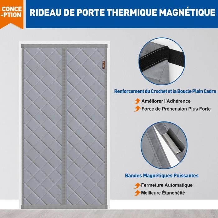 Rideau De Porte Isolant Thermique Anti Froid, 105X210Cm Magnétique