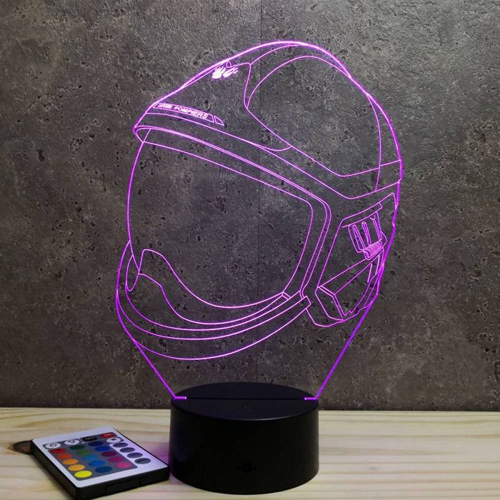 Lampe LED Décorative Casque De Pompier - Panneau Acrylique 33x30 Cm | Intensité Variable, éclairage Doux Pour Chambre D'enfant