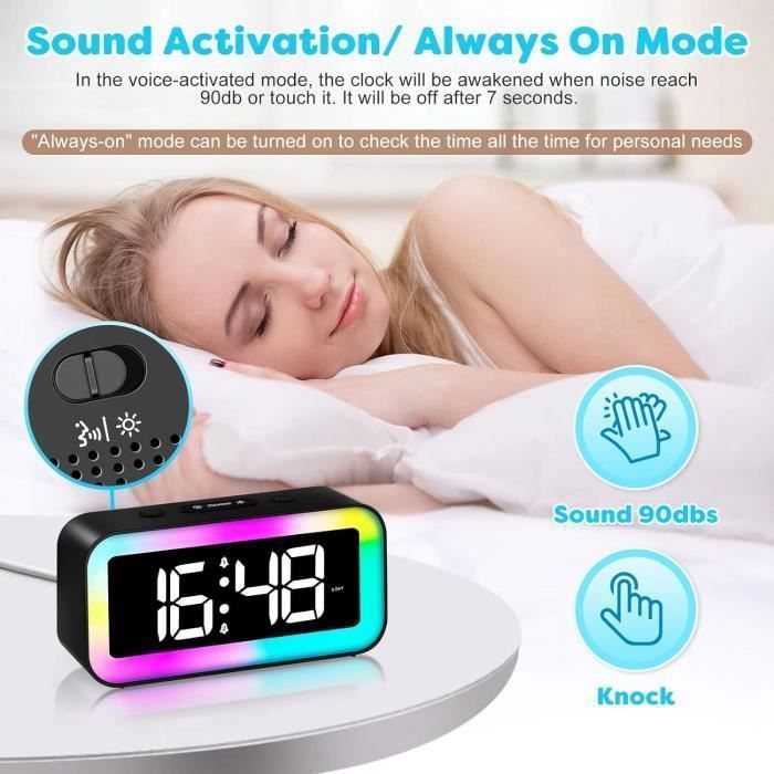 Yiliaw Capybara Réveil avec veilleuse pour enfants, 7 couleurs RVB - Réveil mignon pour chambre à coucher, réveil - Lampe de table en silicone en forme d'animal pour adolescents, filles, garçons