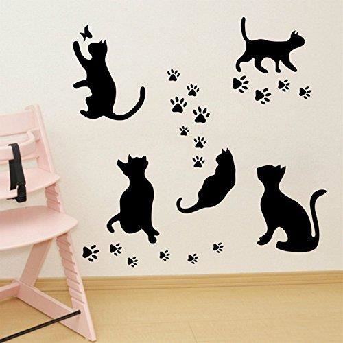 Sticker mural LES 3 CHATS noir - MAISON - DÉCO - CADEAUX - LOISIRS/LES 3  CHATS à la maison - Les 3 chats