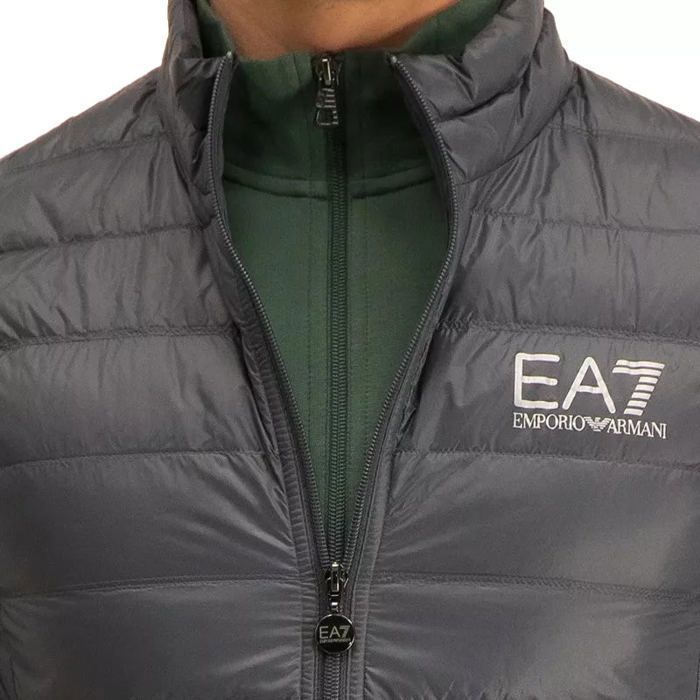 EA7 - Gilet Doudoune Sans Manches Col Montant - 100% Polyamide - Noir - Fermeture Zip
