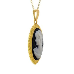 Collier pendentif Camée bleu en plaqué or 18 Carats 750/000 Collier pendentif Camée bleu en plaqué or 18 Carats 750/000