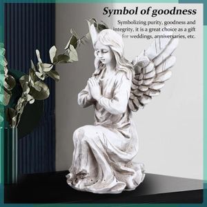 Statuette ange allongé en résine - 21 x H 17 cm - Blanc France