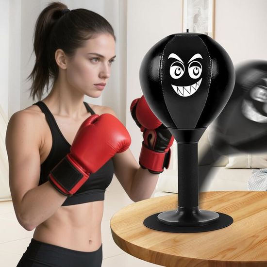 Punching Ball De Bureau à Ventouse – Cuir PU, Ressort En Alliage, Aspiration 70 Kg, Avec Pompe Et Gants – Pour Adulte, Enfant, Maison, Bureau