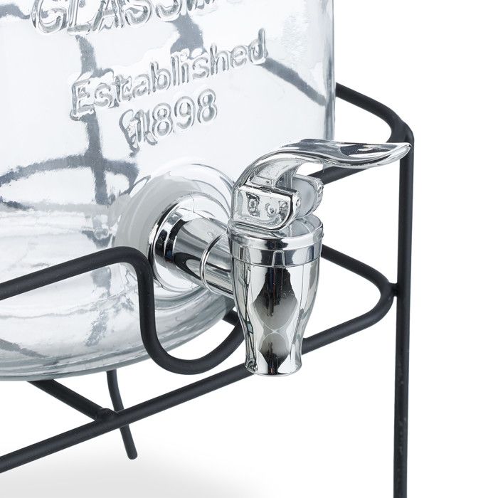 Relaxdays Distributeur de Boisson, Lot de 2, Support, Volume de Chaque : 4 litres, pour Votre Limonade, Transparent