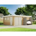 Garage double toit plat Alpholz D-70 ISO 6x6m naturel 70mm 37m²-0