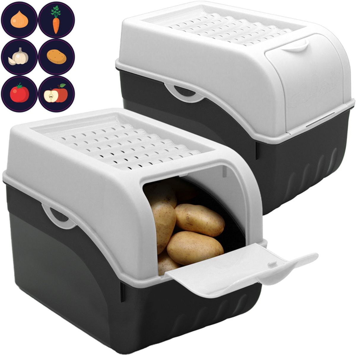 Lot De 2 Boîtes De Conservation Pour Pâtes 2L - Transparentes, Hermétiques, Couvercle Bleu