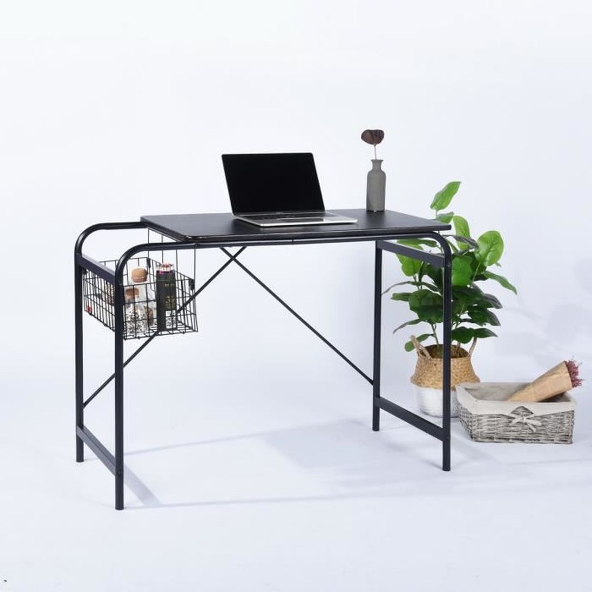 Bureau informatique-98*45*74.5cm Bureau d'angle design contemporain-Etagère  Panneau Design Moderne Bureau d'ordinateur-noir - Cdiscount Maison