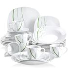 Veweet AVIVA 30pcs Service de Table Porcelaine 6pcs pour Assiette Plate, Assiette à Dessert, Assiette Creuse, Tasse avec Soucoupes